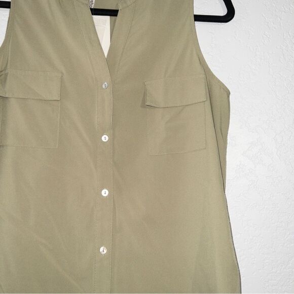 NWT Mittoshop Green Button Up Tank Top Size Small - Picture 2 of 6